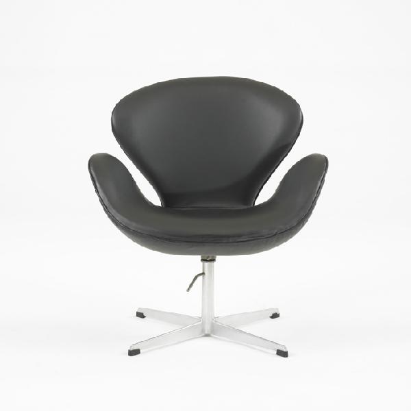 Arne Jacobson Swan chair: Arne Jacobson Swan chair Fritz Hansen Denmark, 1958 leather, aluminum, plastic 29 w x 25 d x 32 h inches Literature: Arne Jacobsen, Thau and Vindum, pg. 470