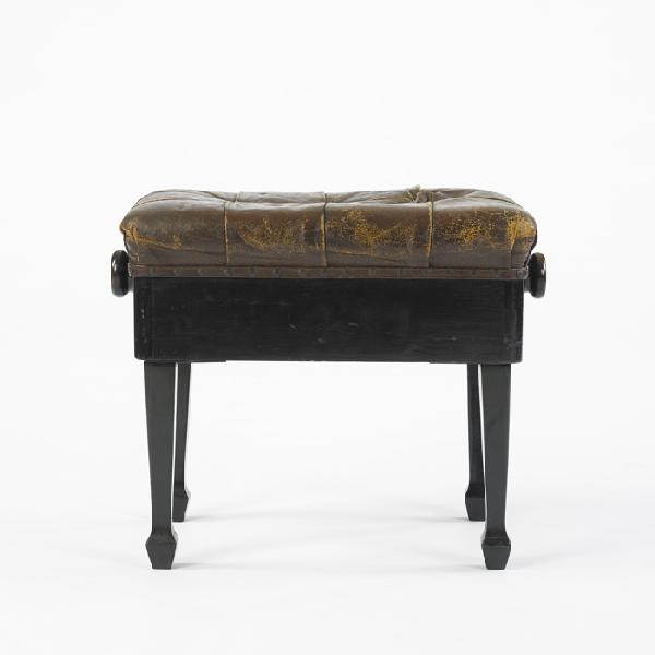 Marcel Kammerer piano stool: Marcel Kammerer piano stool Austria, c. 1915 lacquered beech, leather 25.5 w x 17 d x 20.5 h inches