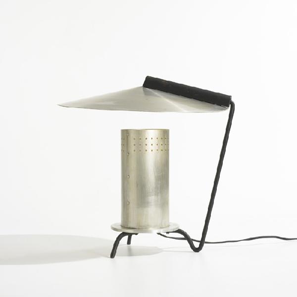 Machine Age table lamp: Machine Age table lamp USA, c. 1930 aluminum, enameled steel, lacquered wood 15 w x 16 d x 16 h inches