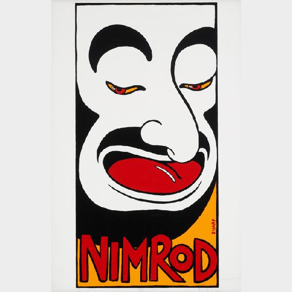 Martin Sharp Nimrod poster: Martin Sharp Nimrod poster 1978 offset lithograph on paper mounted on canvas 46.5 h x 31 w inches This work is number 24 from the edition of 100. Provenance: Estate of Bertolt Brecht