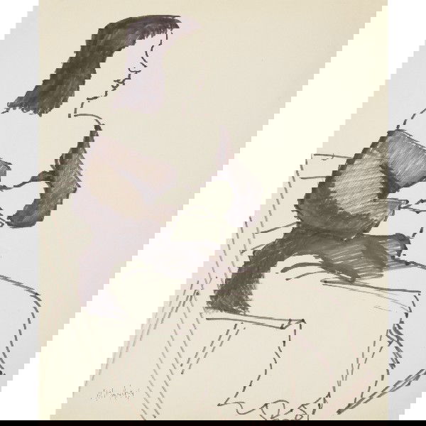 Milton Avery untitled (chilly girl): Milton Avery untitled (chilly girl) USA, c. 1950 Flo brush on paper 17 h x 14 w inches Signed to lower left 'Milton Avery'. Provenance: Acquired from the Milton Avery Trust by the present owner