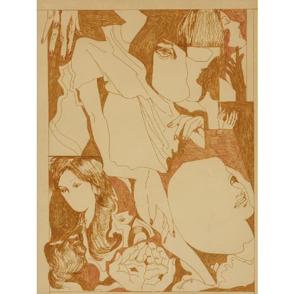 Christina Ramberg untitled: Christina Ramberg untitled USA colored pencil on paper 23 h x 18.5 w inches Signed to lower right 'Ramberg'.