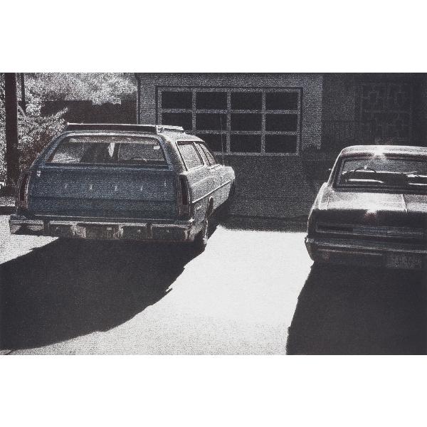 Robert Bechtle Two Cars: Robert Bechtle Two Cars USA color soft ground etching on paper 13 h x 19 w inches Signed and numbered to margin 'HC 10/20 Bechtle'. This work is number 10 from the edition of 20.