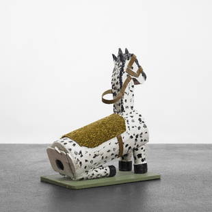 Andreas Slominski Rat Trap: Andreas Slominski Rat Trap Germany, 2003 painted wood assemblage with rat trap, nails, leather and wool 22 h x 18 w inches Provenance: Sadie Coles HQ, London | Collection of Themistocles and Dare Mich