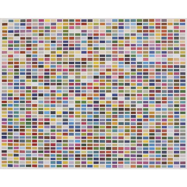 Gerhard Richter Farbfelder 6 Anordnungen…: Gerhard Richter Farbfelder 6 Anordnungen von 1260 Farben Germany, 1974 offset color lithograph on paper 25.5 h x 31.25 w inches Signed, inscribed and dated to lower edge 'Blau-Rot-Gelb Richter 1974'. 