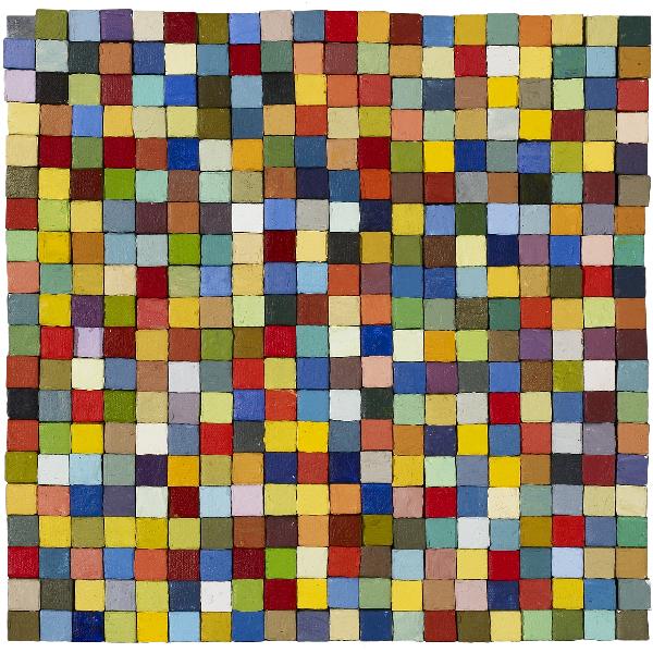 Carlos Estrada-Vega 400 Pequenitos #1: Carlos Estrada-Vega 400 Pequenitos #1 Mexico, 1998 oil on canvas with magnet inserts attached to metal plate 10.75 h x 10.75 w inches Signed, titled and dated to verso 'Carlos A. Estrada-Vega 1998 400