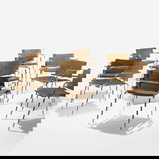 Christophe Gevers TBA chairs, set of twelve: Christophe Gevers TBA chairs, set of twelve Gevers Design Belgium, 1959 chrome-plated steel, leather, string, plastic 21.5 w x 20 d x 28 h inches