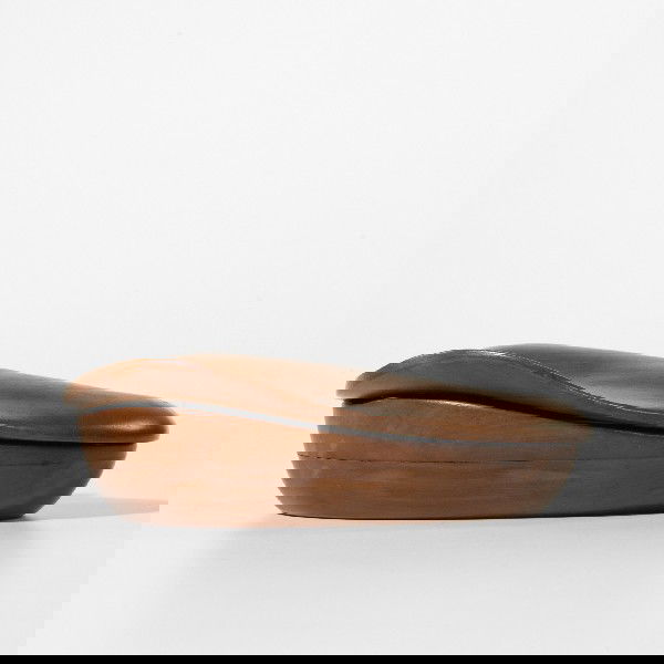 Russel Wright Oceana box: Russel Wright Oceana box Klise Woodworking USA , 1938 carved cherry 9.5 w x 6.75 d x 3 h inches Branded signature to underside: [Russel Wright] with partial paper label: [Designed by Russel Wright Oce