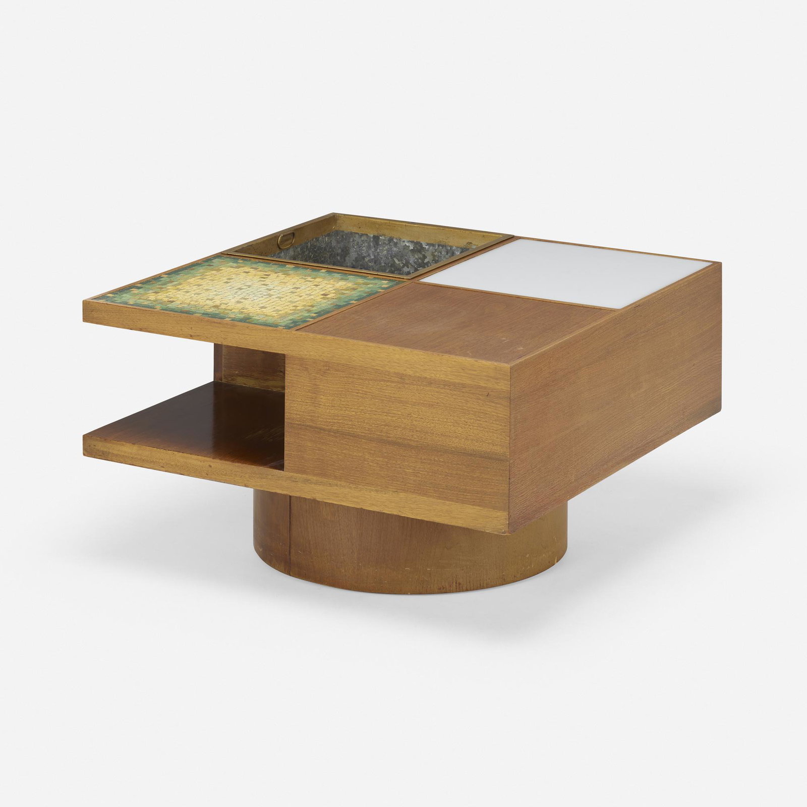 Vladimir Kagan, Illuminated coffee table, model 440: Vladimir Kagan Illuminated coffee table, model 440 Kagan-Dreyfuss, Inc. USA, c. 1950 glass tiles, acrylic, walnut, galvanized steel 18 h × 30 w × 30 d in (46 × 76 × 76 cm)