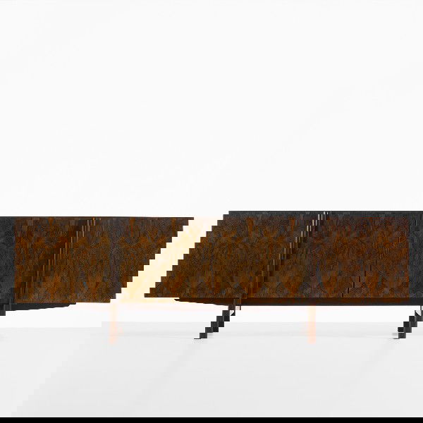 Ib Kofod-Larsen credenza: Ib Kofod-Larsen credenza Faarup Møbelfabrik Denmark, c. 1960 rosewood 90.5 w x 20.5 d x 29.25 h inches Cabinet features four doors concealing three adjustable shelves and four shallow drawers. Signed