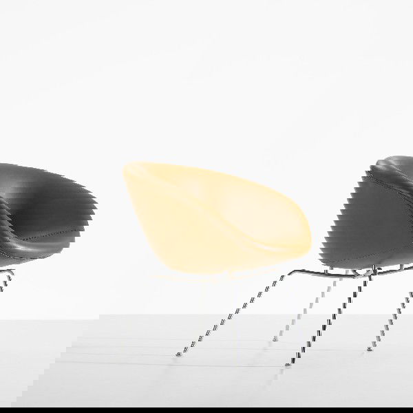 Arne Jacobsen Pot chair, model 3318: Arne Jacobsen Pot chair, model 3318 Fritz Hansen Denmark, 1959 leather, matte chrome-plated steel 29 w x 24 d x 28 h inches Literature: Arne Jacobsen, Thau and Vindum, pg. 472 Danish Chairs, Oda, pg..