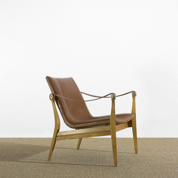 Karen and Ebbe Clemmensen armchair: Karen and Ebbe Clemmensen armchair Fritz Hansen Denmark, 1963 ash, leather, brass 24 w x 27 d x 28 h inches Literature: Fritz Hansen - Furniture, manufacturer's catalog, 1963, ppg. 90-91