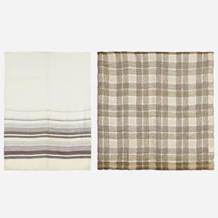 Maria Kipp, Textile samples, set of two: Maria Kipp Textile samples, set of two USA, c. 1955 wool, cotton, linen, metallic textile 58 h × 42 w in (147 × 107 cm) 46 h × 46 w in (117 × 117 cm) Applied paper studio