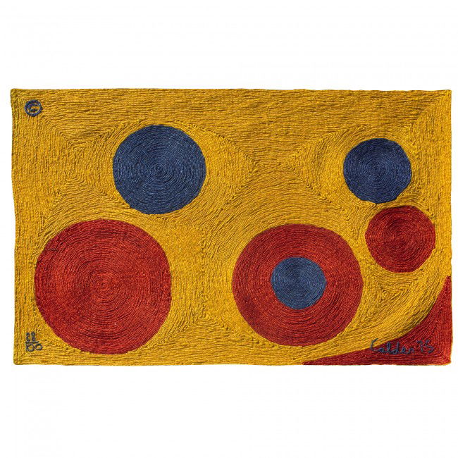 After Alexander Calder tapestry: After Alexander Calder tapestry C.A.C. Publications/Bon Art USA, 1975 woven jute 84 w x 56 h inches This work is number twenty-eight from the edition of 100 published by C.A.C. Publications and Bon Ar