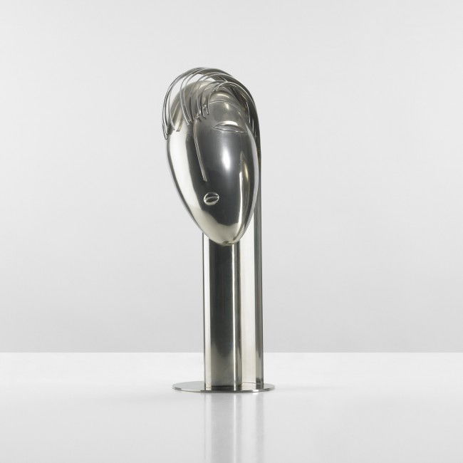 Franz Hagenauer Head: Franz Hagenauer Head Hagenauer Werkstätte Austria, c. 1935 nickel-plated brass 5 w x 7.25 d x 17 h inches Signed with impressed manufacturer's mark to underside: [Made in Austria Franz Hagenauer Wien