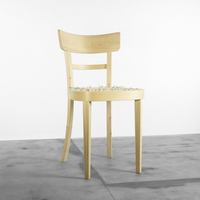 Rolf Sachs Gargantua chair: Rolf Sachs Gargantua chair Switzerland, 2007 pine, cast and hand-painted plastic 40 w x 44 d x 76 h inches This work is number two from the edition of three, each of which is unique. Signed, dated and