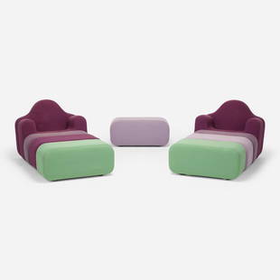 Pierre Charpin, Slice modular seating unit: Pierre Charpin Slice modular seating unit CinovaFrance / Italy, 1998upholstery, plastic armchair: 30 h &times; 34 w &times; 33 d in (76 &times; 86 &times; 84 cm) module: 16 h &times; 34 w &t