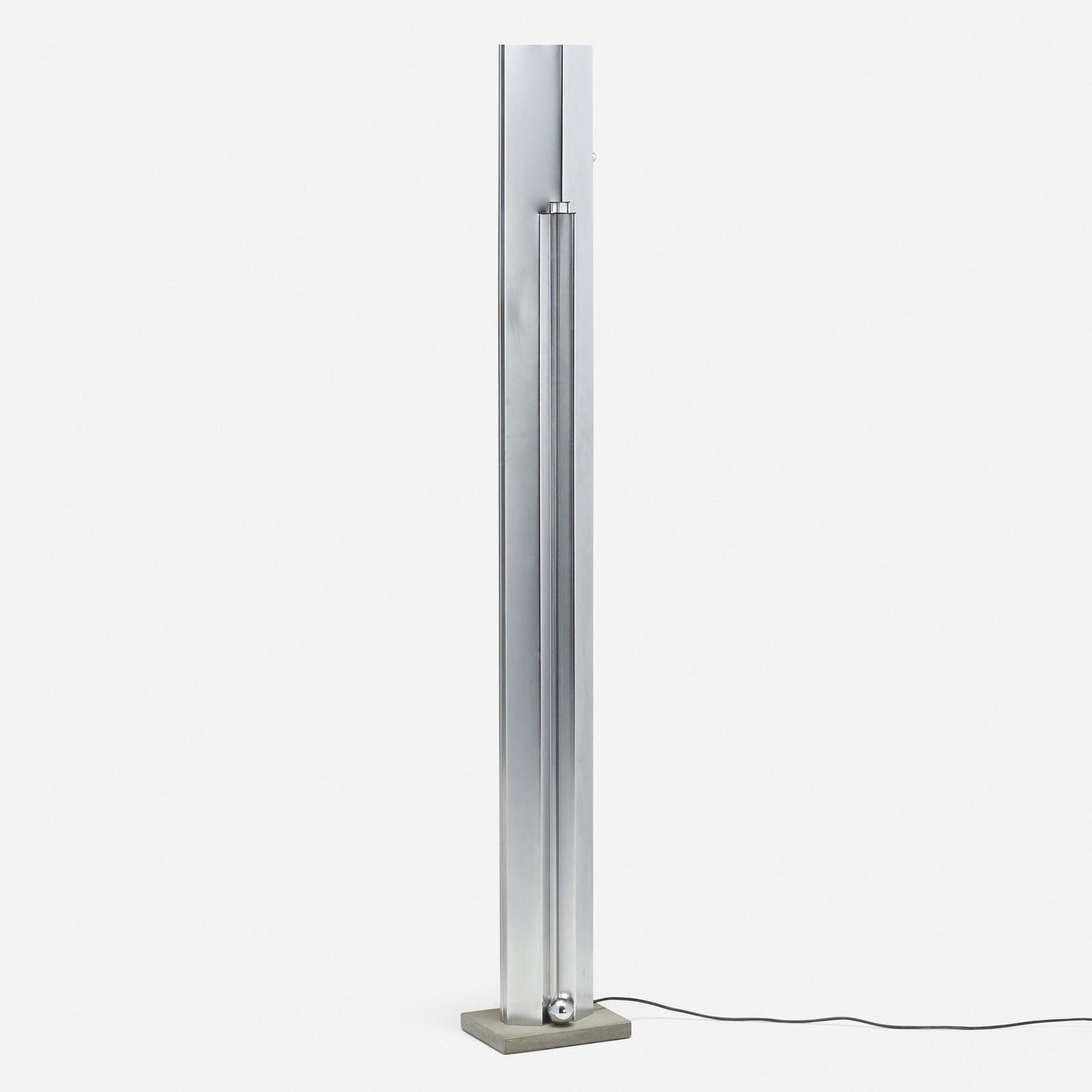 Kazuhide Takahama, Totem floor lamp: Kazuhide Takahama Totem floor lamp SirrahJapan / Italy, 1982matte chrome-plated steel, composite, chrome-plated steel 71.5 h × 10.25 w × 7.5 d in (182 × 26 × 19 cm) <