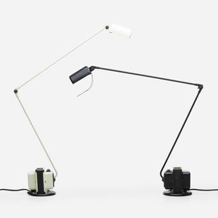 Tommaso Cimini, Daphine table lamps, set of two: Tommaso Cimini Daphine table lamps, set of two LuminaItaly, c. 1975enameled cast iron and steel, aluminum, plastic 24.5 h × 4 w × 22 d in (62 × 10 × 56 cm) Decal