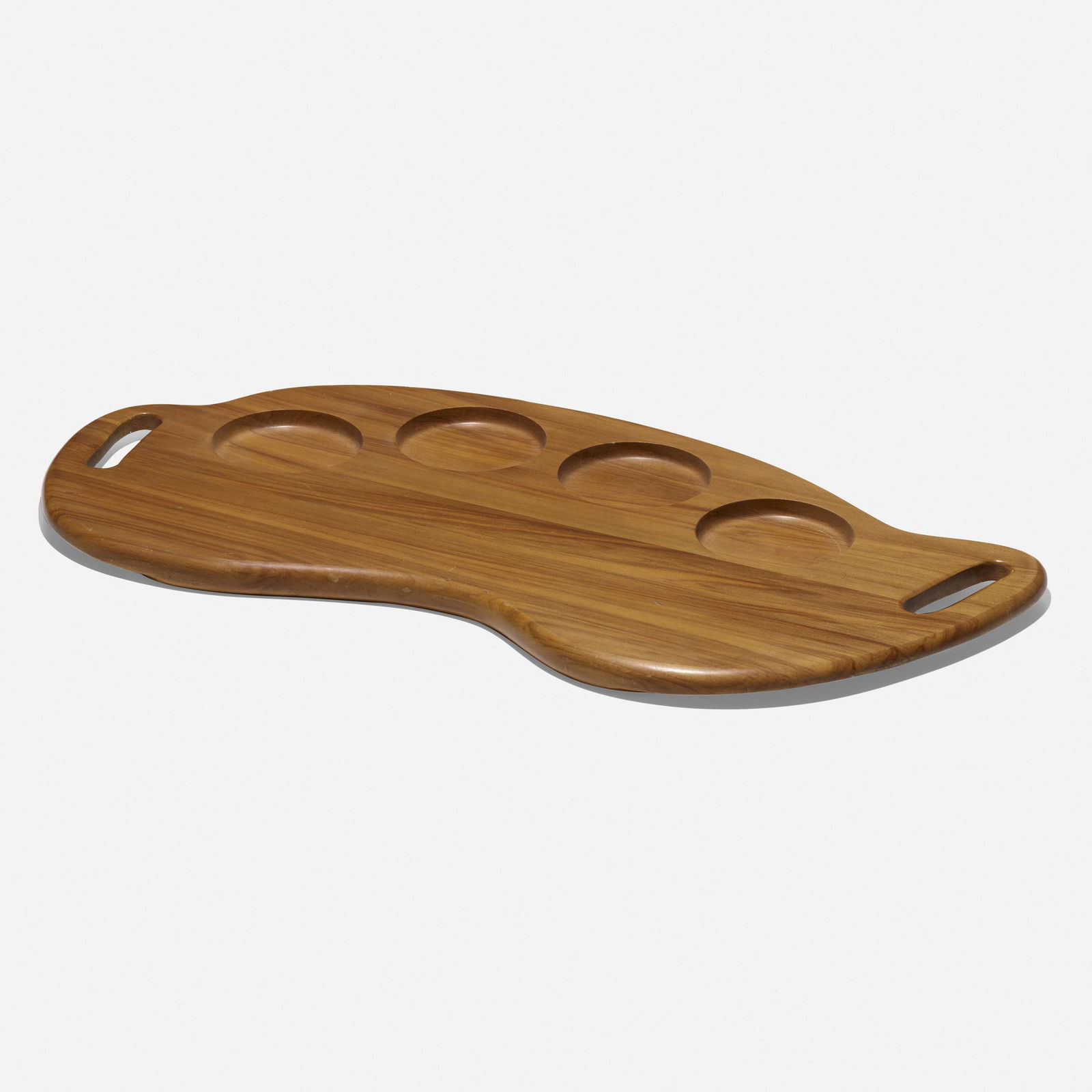 Russel Wright, Oceana tray: Russel Wright Oceana tray Klise Manufacturing CompanyUSA, c. 1935carved maple .75 h × 24.25 w × 12.5 d in (2 × 62 × 32 cm) Branded signature to underside 'Russel