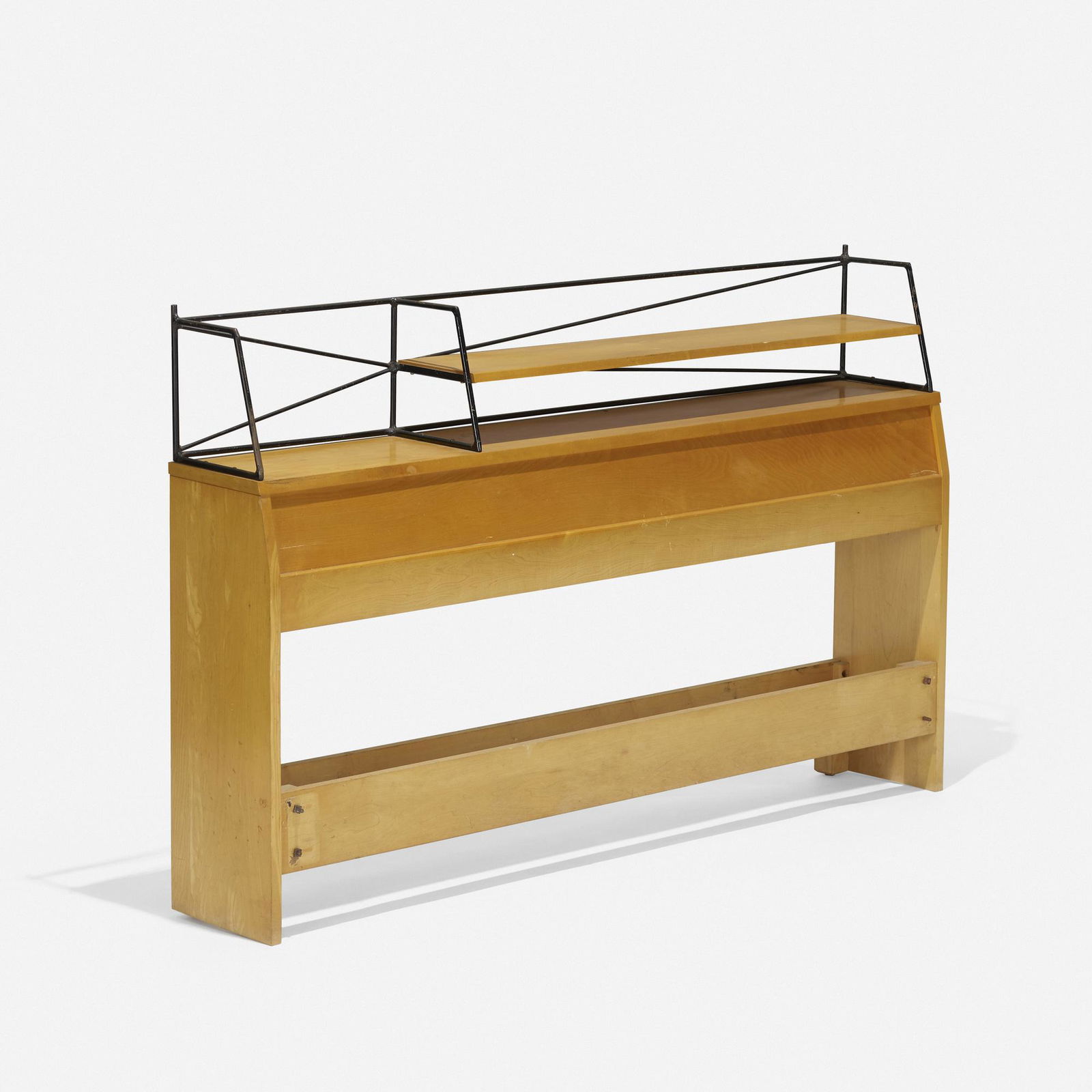 Paul McCobb, Planner Group headboard, model 1553 3/3: Paul McCobb Planner Group headboard, model 1553 3/3 WinchendonUSA, 1953maple, enameled steel 36 h × 55.5 w × 9.5 d in (91 × 141 × 24 cm) Branded manufacturer's ma