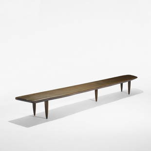 Phillip Lloyd Powell bench: Phillip Lloyd Powell bench USA, c. 1955 walnut 116 w x 16.5 d x 12.25 h inches Provenance: Acquired directly from the artist | Private collection
