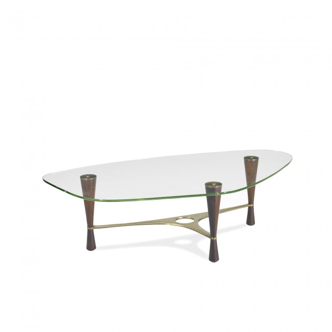 Edward Wormley coffee table, model 5309: Edward Wormley coffee table, model 5309 Dunbar USA, 1953 rosewood, brass, glass 57.25 w x 31 d x 16.75 h inches Literature: Dunbar: Fine Furniture of the 1950s, Pina, ppg. 91, 193 Edward Wormley: The 