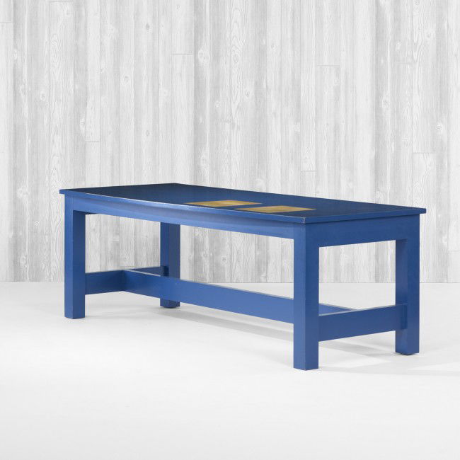 Roy McMakin desk: Roy McMakin desk Domestic Furniture Company USA, 2000 lacquered wood, maple 86 w x 35 d x 29.75 h inches Signed with two applied studio labels to underside: [Domestic Furniture Company] and [Roy McMak