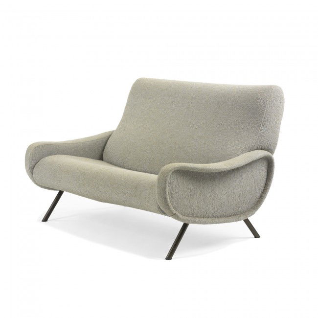 Marco Zanuso Lady settee: Marco Zanuso Lady settee Arflex Italy, 1951 upholstery, enameled steel 57 w x 36 d x 32 h inches Literature: Repertorio 1950-1980, Gramigna, pg. 65