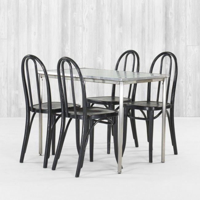 Michael Thonet set of four Bistro chairs: Michael Thonet set of four Bistro chairs from Chez Soi restaurant, Marseille Thonet Austria, c. 1910 lacquered beech 14.5 w x 19 d x 35 h inches Provenance: Chez Soi Restaurant, Marseille, France | Pr
