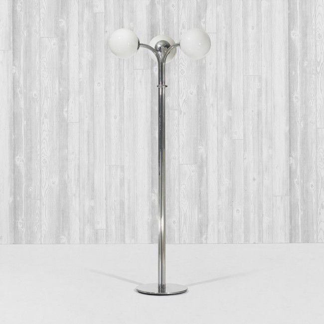 Superstudio Excelsior floor lamp: Superstudio Excelsior floor lamp Design Centre/Poltronova Italy, 1969 chrome-plated steel, glass 32 dia x 84 h inches Signed with decal manufacturer's label to stem: [Design Centre Made in Italy]. Lit