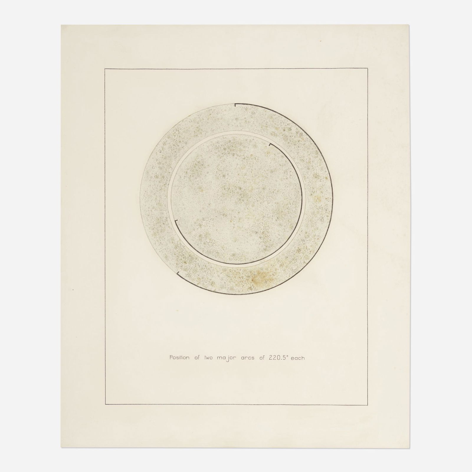 Bernar Venet, Position of Two Major Arcs of 220.5ø Each: Bernar Venet Position of Two Major Arcs of 220.5ø Each 1978graphite and collage on paper 46 h × 38 w in (117 × 97 cm) Signed and dated to verso of artwork and frame backing 'Venet