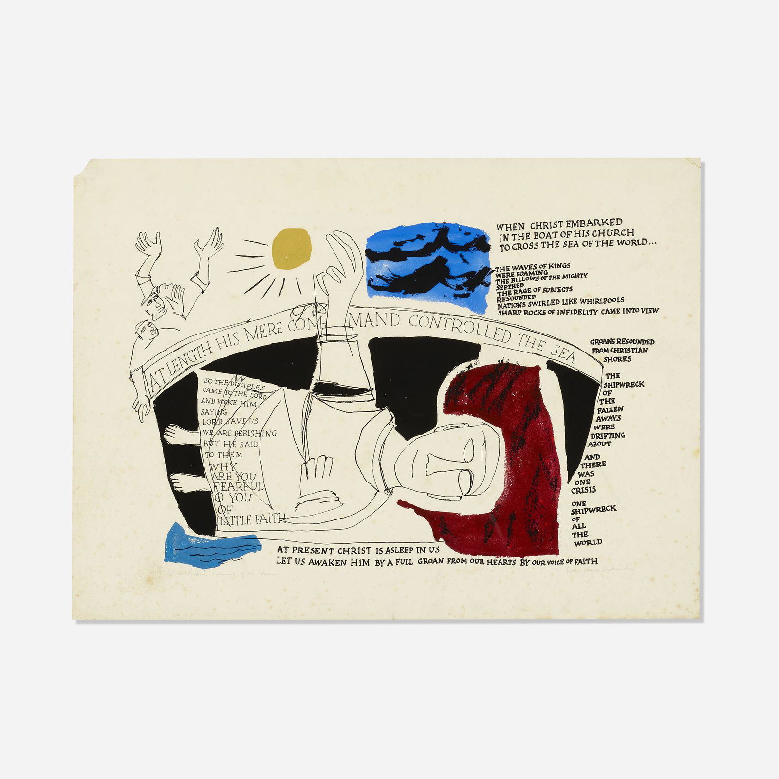 Sister Mary Corita, word picture: christ calming the storm (1 of 4)