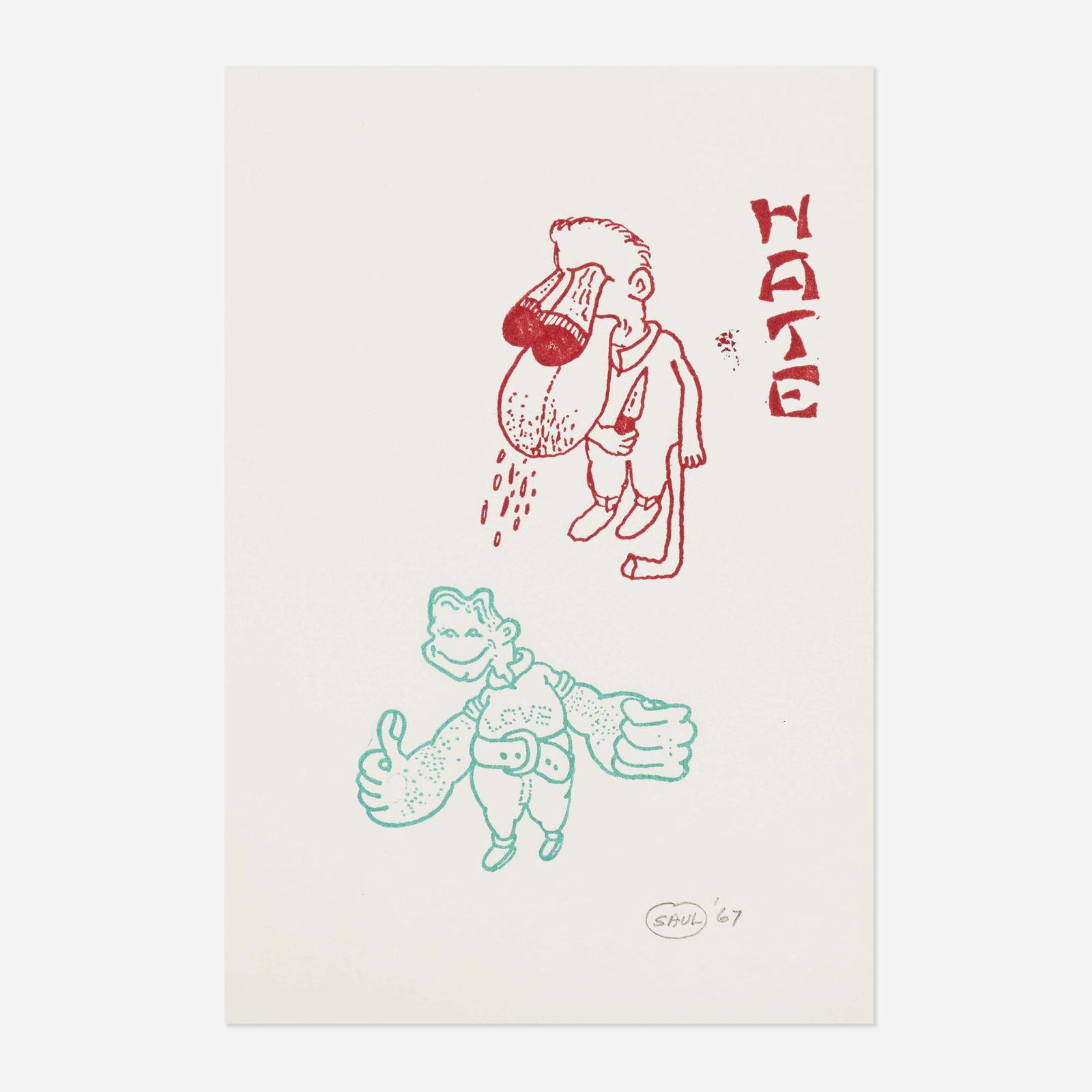 Peter Saul, Untitled: Peter Saul Untitled (from the Stamped Indelibly portfolio) 1967rubber stamp image: 9.375 h × 6.5 w in (24 × 17 cm) sheet: 11.125 h × 8.5 w in (28 × 22 cm) Signed, da