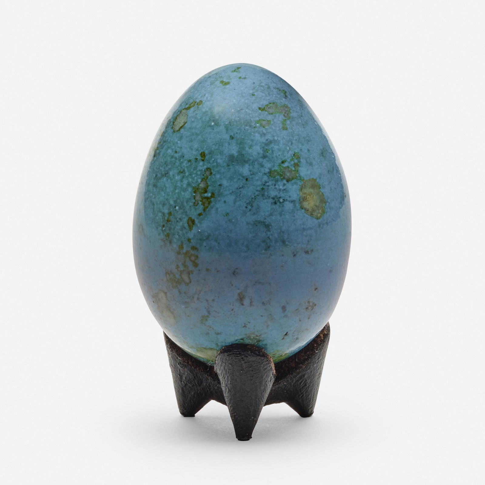 Hans Hedberg, Egg sculpture: Hans Hedberg Egg sculpture Sweden, c. 1960glazed earthenware, iron 4 h × 2.25 dia in (10 × 6 cm) Incised signature to underside 'Hedberg'. This work will ship f