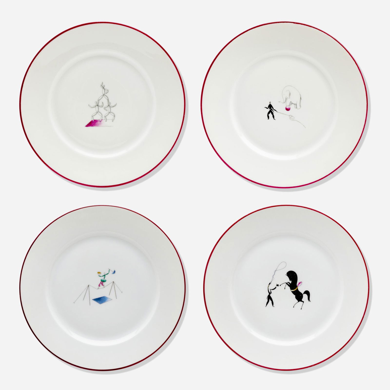 Gio Ponti, Il Circo plates, collection of four (1 of 3)