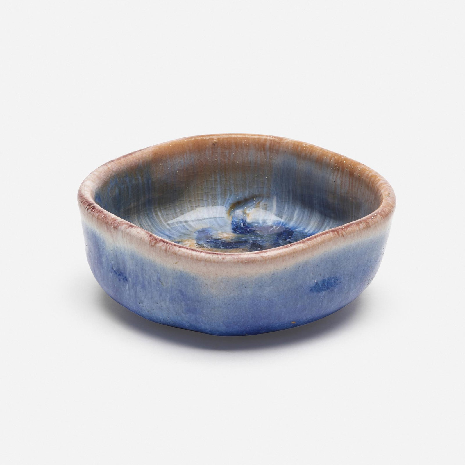 Guido Gambone, Bowl: Guido Gambone Bowl c. 1955 glazed earthenware 2.375 h × 5.875 w × 5.875 d in (6 × 15 × 15 cm) Glazed signature and donkey mark to underside 'Gambone Italy'.