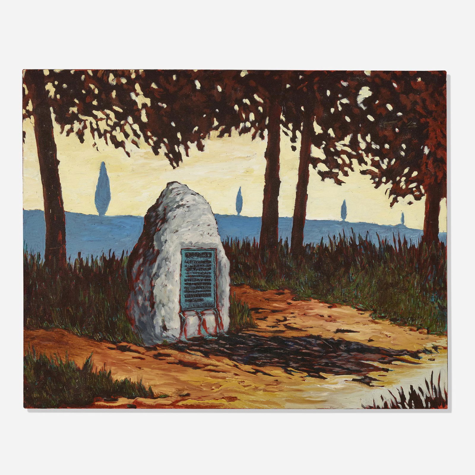 John Bowman, Refuge: John Bowman Refuge 1985oil on canvas 24 h × 30 w in (61 × 76 cm) Signed, titled and dated to verso 'Refuge 1985 Bowman.'. Provenance: Holly Solomon Gallery,