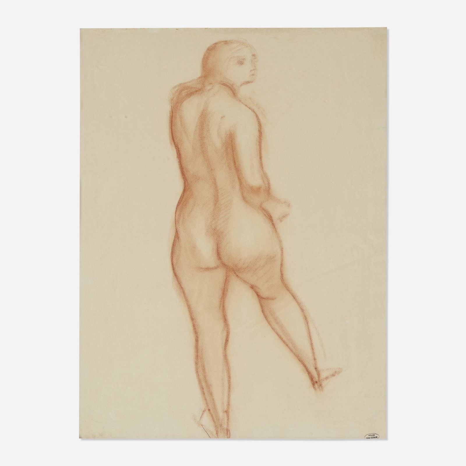 Andre Derain, Nu de Dos: Andre Derain Nu de Dos c. 1949conte crayon on paper sight: 24.25 h × 18.25 w in (62 × 46 cm) Artist's stamp to lower right 'Atelier Andre Derain'. This work wil