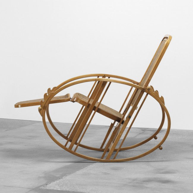 Antonio Volpe Rocking chaise, model 267: Antonio Volpe Rocking chaise, model 267 Austria, c. 1922 beech, cane, laminated beech, brass 28.75 w x 52 d x 36 h inches Literature: Bent Wood and Metal Furniture: 1850-1946, Ostergard, pg. 87