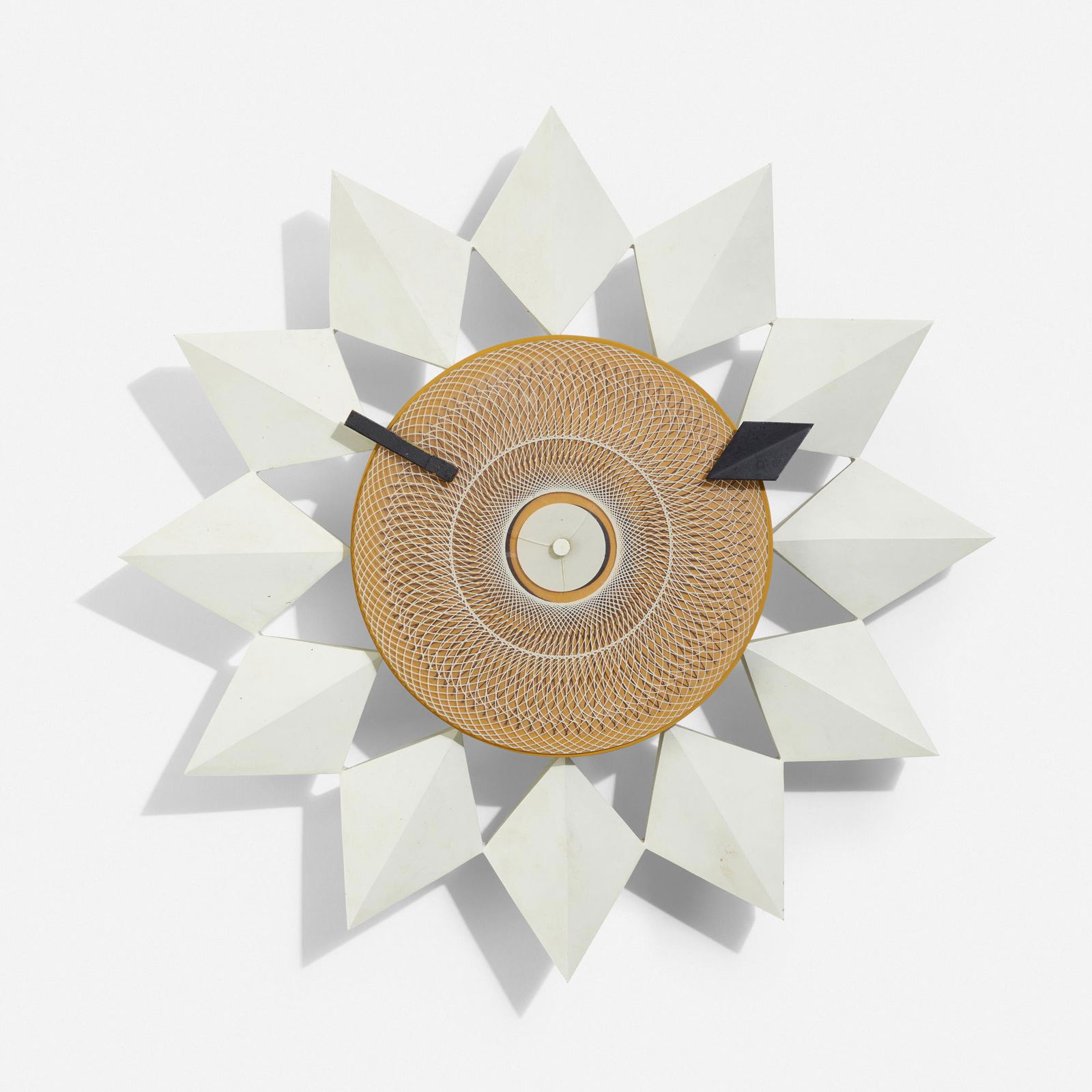 George Nelson & Associates, Diamond Markers wall clock: George Nelson & Associates Diamond Markers wall clock, model 2267A from the Motion Notion series Howard Miller Clock CompanyUSA, 1959-60enameled aluminum, screenprint on acrylic, enameled copper