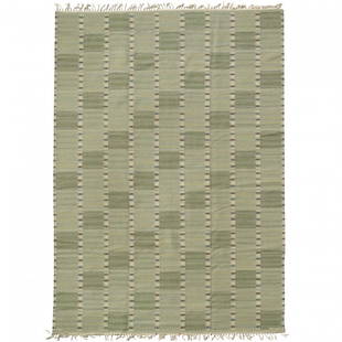 Barbro Nilsson carpet: Barbro Nilsson carpet Märta Måås-Fjetterström AB Sweden, c. 1965 hand-woven wool 98 w x 165 l inches Signed with woven manufacturer's mark to edge: [AB MMF BN].