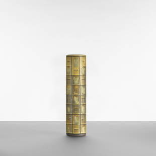 Wilhelm Kåge Farsta vase: Wilhelm Kåge Farsta vase Gustavsberg Sweden, 1969 glazed earthenware 3.5 dia x 13.75 h inches Incised signature and studio mark to underside: [Kage K9 Farsta Gustavsberg Studio].