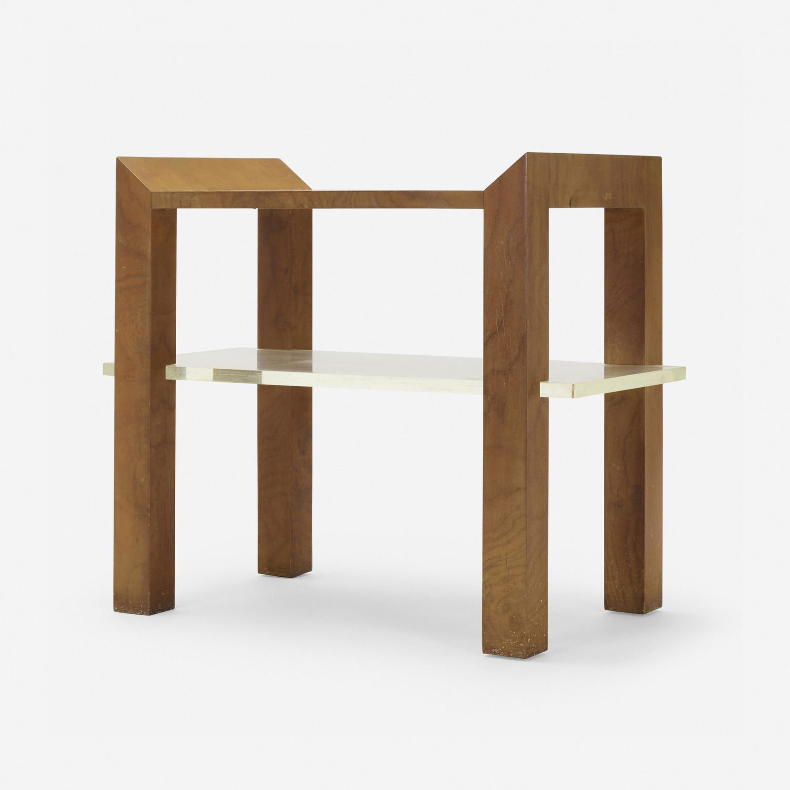 Samuel Marx, Custom occasional table from the Plotkin-Dresner Residence, Highland Park: Samuel Marx Custom occasional table from the Plotkin-Dresner Residence, Highland Park USA, c. 1945maple burl veneer, acrylic 26 h × 30 w × 17 d in (66 × 76 × 43 cm)