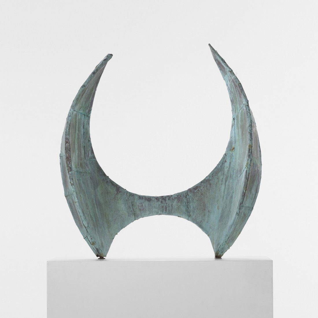 Paul Evans Angel Wings sculpture: Paul Evans Angel Wings sculpture USA, c. 1965 verdigris copper 28 w x 10 d x 29 h inches Provenance: Collection of the artist | Dorsey Reading, Pennsylvania | Rago, Modern, April 2008, lot 105