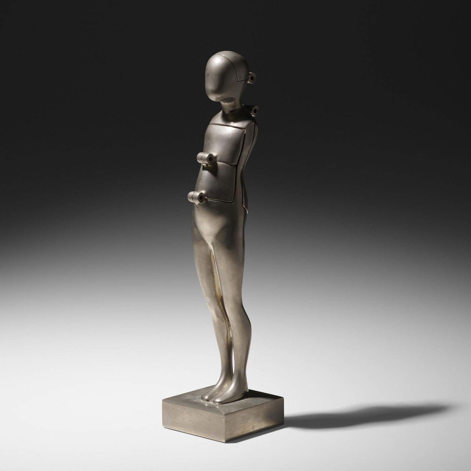 Ernest Trova, Radial Hinged Figure: Ernest Trova Radial Hinged Figure 1970nickel-plated bronze 13 h × 3 w × 3 d in (33 × 8 × 8 cm) Incised signature, date and number to base '70 2.6' with foundry mark. Th