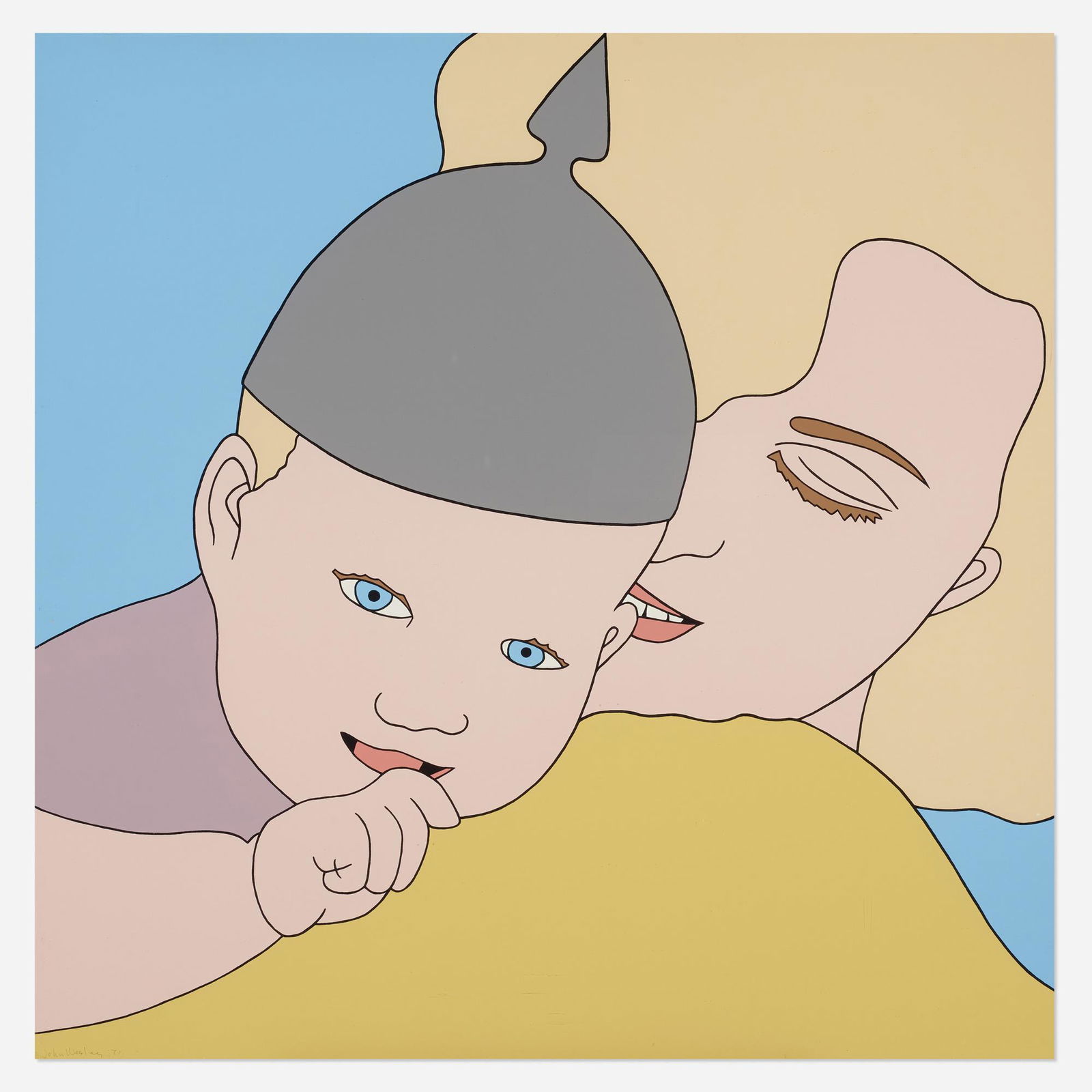 John Wesley, Priscilla the Hun: John Wesley Priscilla the Hun 1971screenprint on museum board 30 h × 30 w in (76 × 76 cm) Signed and dated to lower left 'John Wesley 71'. Stamped signature to verso '? Wesley 1971