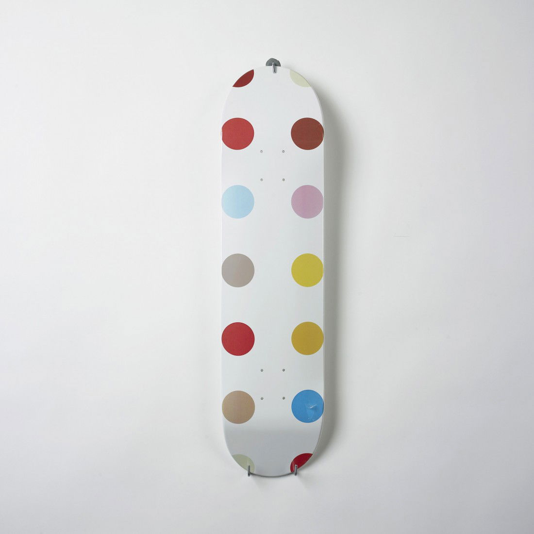 Damien Hirst Dot #5 skateboard deck: Damien Hirst Dot #5 skateboard deck Supreme United Kingdom, 2009 acrylic, transfer-printed plywood 8 w x 2.5 d x 31 h inches