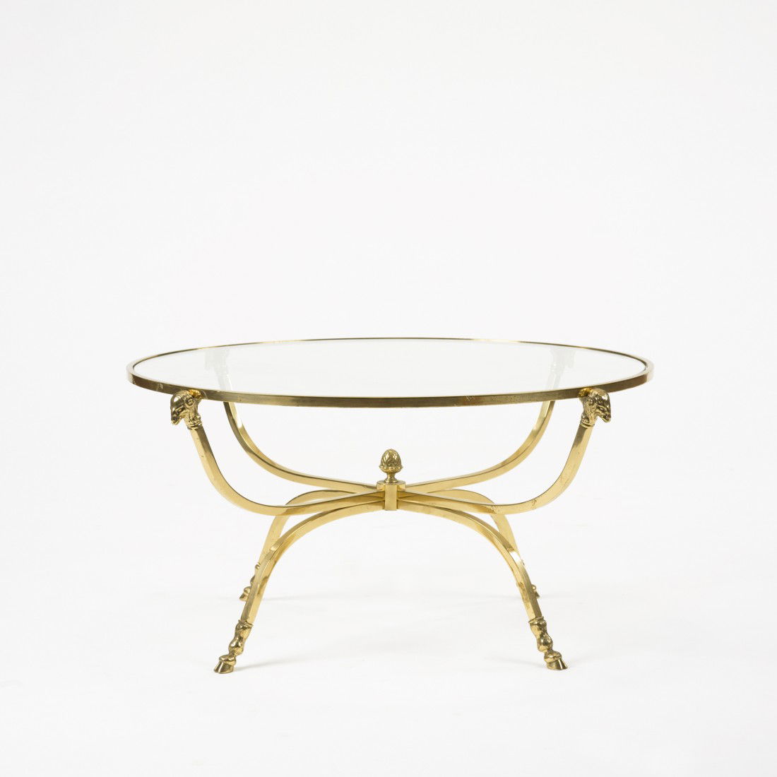 Maison Jansen, attribution coffee table: Maison Jansen, attribution coffee table France, c. 1965 brass, glass 34 w x 34 d x 16.5 h inches