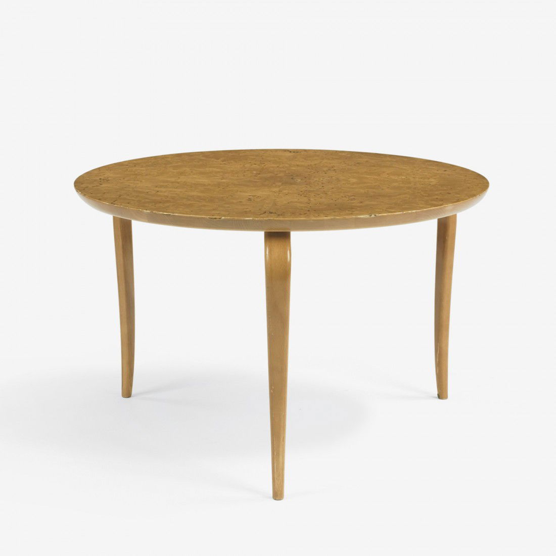 Bruno Mathsson occasional table: Bruno Mathsson occasional table DUX Sweden, c. 1936/c. 1970 bird's-eye maple, steam-bent and laminated beech plywood 26 dia x 16 h inches Signed with branded manufacturer's mark to underside: [Bruno M